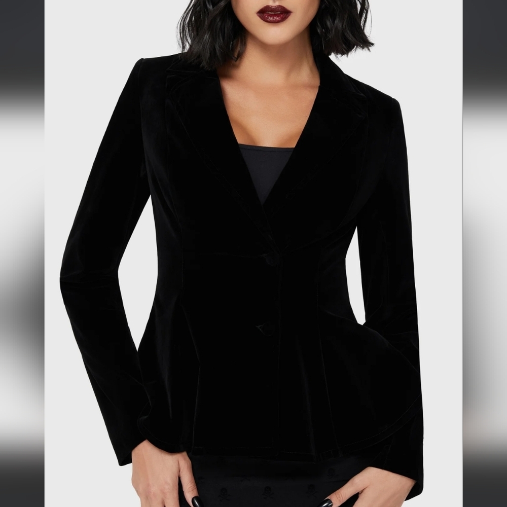 Killstar Black Velvet Tailored Blazer